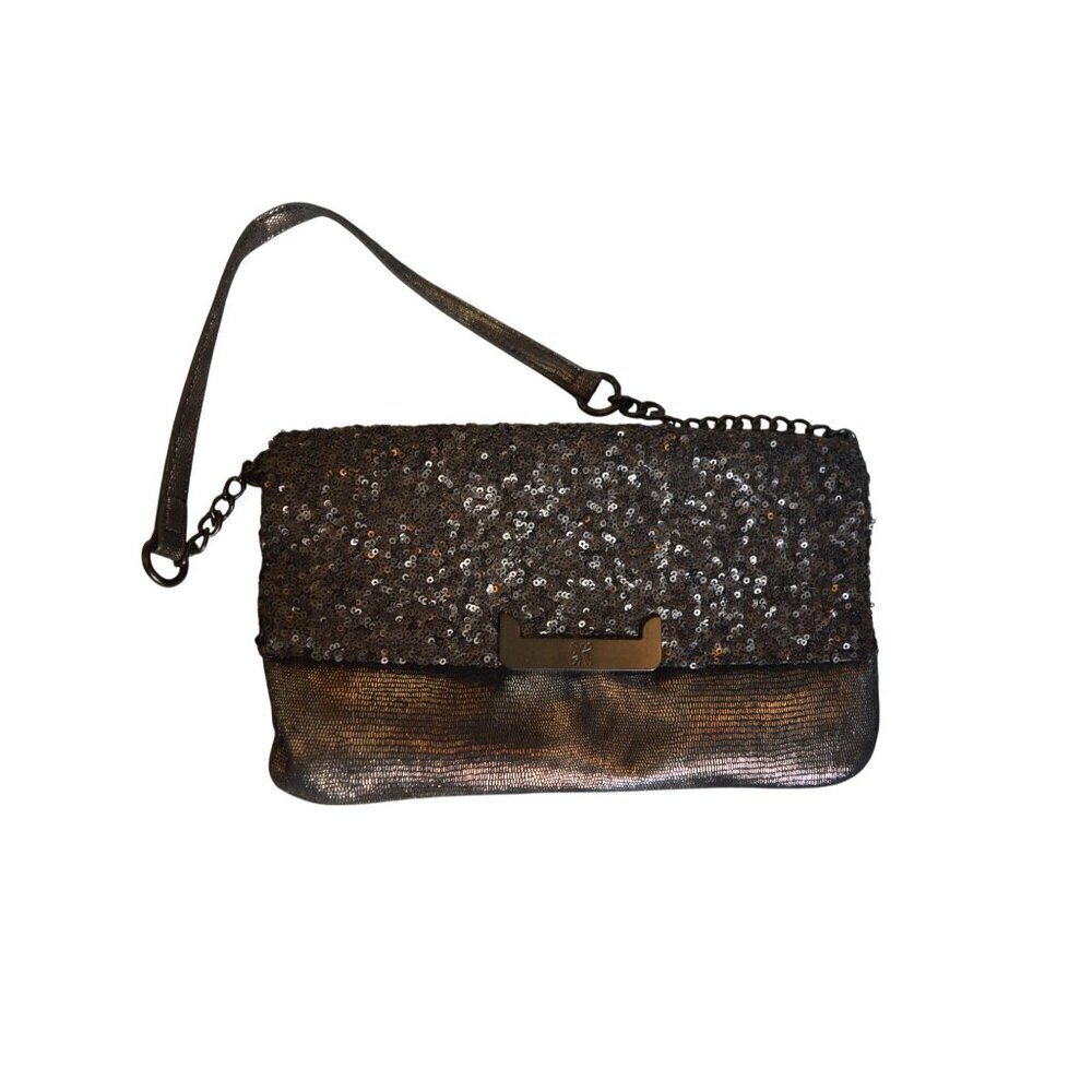 Simply Vera Vera Wang Black Metallic Sequin Evening Clutch Shoulder Bag Purse